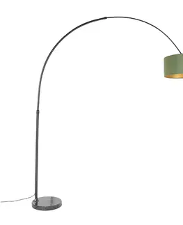 Oblúkové lampy Oblúková lampa čierne zamatové tienidlo zelená so zlatou 50 cm - XXL