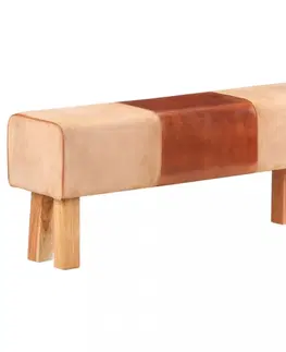 Lavice a stoličky Lavica pravá koža / drevo Dekorhome 160 cm