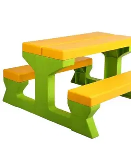 Hračky na záhradu Star Plus Detský záhradný stôl a lavičky, zelená/žltá