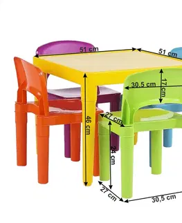 Detské stoly a stoličky Detský set 1+4, viacfarebný, ZILBO