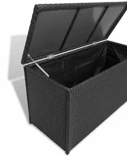 Záhradné úložné boxy Záhradný úložný box polyratan Dekorhome Čierna