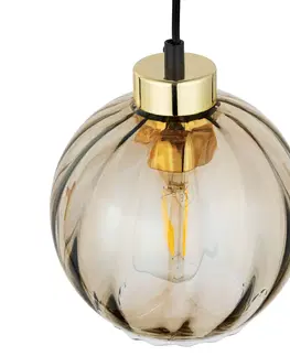 Závesné svietidlá TK Lighting Závesné svietidlo Devi, sklo, jantárová farba, jedno svetlo, Ø 18 cm