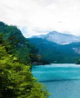 Samolepiace tapety Samolepiaca tapeta maľované horské jazero