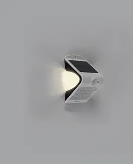 Vonkajsie nastenne svietidla Vonkajšie nástenné svietidlo biele 14,5 cm so stretávacím svetlom a senzorom na solárne - Daya