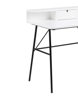 Písacie stoly Dkton Dizajnový písací stôl Nava 100 cm, biely
