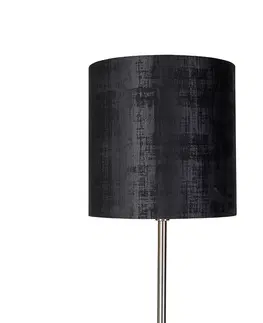 Stojace lampy Moderná stojanová lampa oceľová čierna tkanina tienidlo 40 cm - Simplo