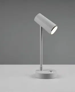 Stolové lampy Reality Leuchten Stolová LED lampa Lenny CCT s batériou, sivá