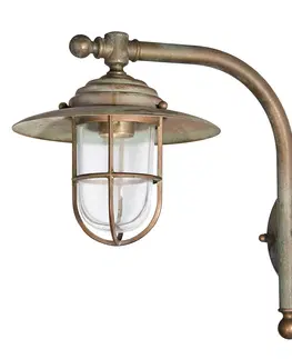 Vonkajšie nástenné svietidlá Moretti Luce Nástenné svetlo Bruno antický dizajn 32 cm mosadz