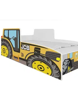 Jednolôžkové postele Detská Posteľ  Traktor 140 žltý + Matrac a Rošt