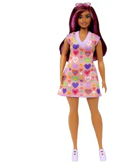Hračky bábiky MATTEL - Barbie modelka - šaty so sladkými srdiečkami