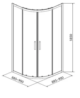 Sprchovacie kúty CERSANIT - Sprchovací kút BASIC štvrťkruh 90x185, posuv, číre sklo S158-005