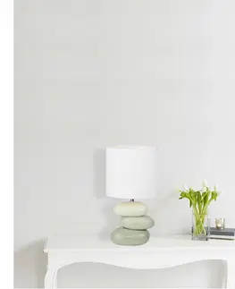 Lampy Keramická stolná lampa, biela/sivá, QENNY TYP 4 AT16275