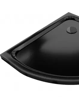 Vane MEXEN/S - Flat sprchová vanička štvrťkruhová slim 90 x 90, černá + čierny sifón 41709090B