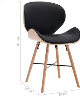 Jedálenské stoličky a kreslá Jedálenská stolička 2 ks ohýbané drevo Dekorhome Čierna