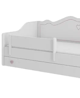 Postele NABBI Elin detská posteľ s matracom a úložným priestorom 80x160 cm biela / ružový vzor