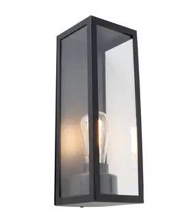 Vonkajsie nastenne svietidla Inteligentné vonkajšie nástenné svietidlo čierne so sklom vrátane Wifi ST64 - Rotterdam Long