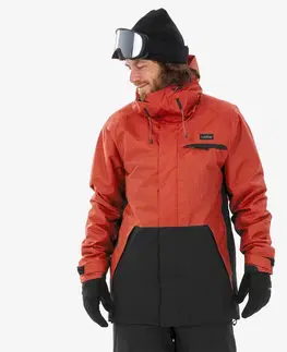 bundy a vesty Pánska snowboardová bunda SNB 100 červená