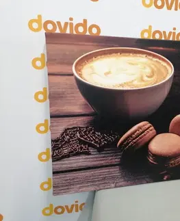 Obrazy jedlá a nápoje Obraz káva s čokoládovými makrónkami