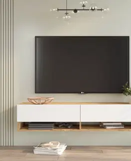 TV stolíky závesný TV stolík FREY 11, farba borovica + biela
