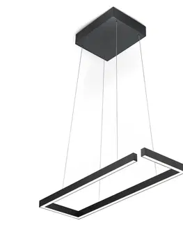 Závesné svietidlá Knapstein Závesná LED lampa Marisa-60, matná čierna, 60 x 20 cm