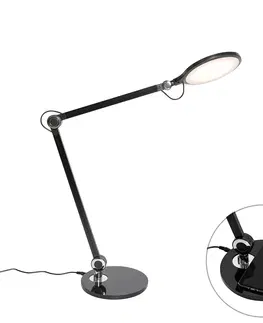 Stolove lampy Dizajnová stolná lampa čierna vrátane LED s dotykovou a indukčnou nabíjačkou - Don