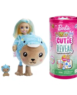 Hračky bábiky MATTEL - Barbie Cutie Reveal Chelsea V Kostýme - Macko V Modrom Kostýme Delfína