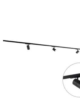 Kolajnicove svietidla Moderný koľajnicový systém čierny so 4 bodmi 3-fázový - Pravítko