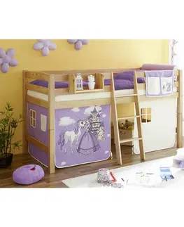 Vyvýšené detské postele Vyvýšená posteľ so závesom Tipsi Záves Fialový