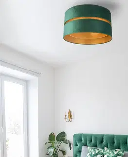 Stropné svietidlá Euluna Euluna Duo svietidlo textil zelená/zlatá Ø 40 cm