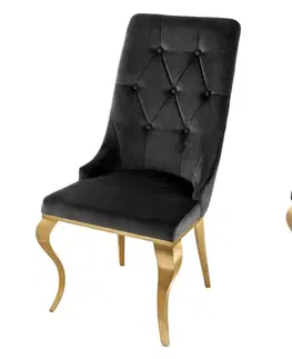 Jedálenské zostavy Chesterfield jedálenská stolička 2 ks ZETHOS Dekorhome Sivá / zlatá