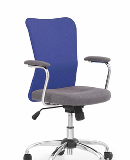 Kancelárske stoličky HALMAR Andy detská stolička na kolieskach s podrúčkami modrá / sivá