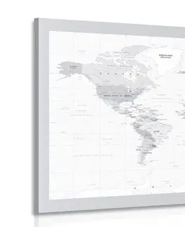 Obrazy mapy Obraz klasická čiernobiela mapa so šedým okrajom