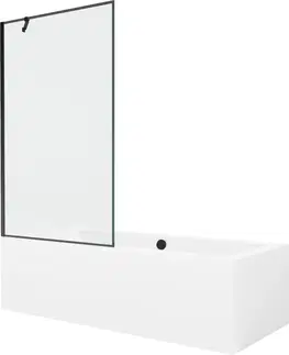 Sprchové dvere MEXEN/S - Cube obdĺžniková vaňa 180 x 80 cm s panelom + vaňová zástena 100 cm, čierna vzor 550518080X9510007070