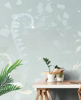 Samolepiace tapety Samolepiaca tapeta abstraktné rastlinné zátišie v modro-šedom