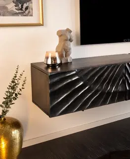 TV stolíky LuxD Dizajnový závesný TV stolík Shayla 160 cm čierne mango