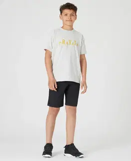 nohavice Chlapčenské tričko 500 na cvičenie svetlosivé