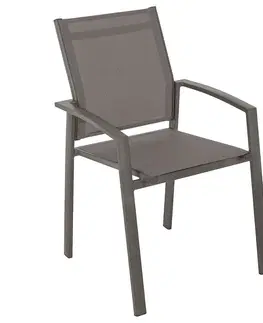 Záhradné stoličky a kreslá DEOKORK Hliníkové kreslo s textíliou BERGAMO (šedo-hnedé)