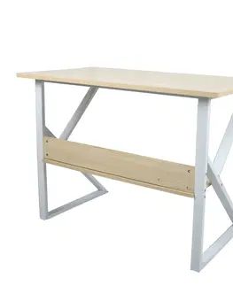 Písacie stoly Písací stôl s policou, dub prírodný/biela, TARCAL 140