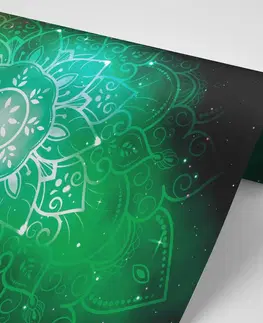 Samolepiace tapety Samolepiaca tapeta zelená Mandala s galaktickým pozadím