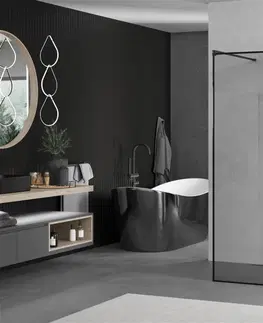 Sprchové dvere MEXEN/S - KIOTO Sprchová zástena 130 x 200, transparent/čierna vzor 8 mm, čierna 800-130-002-70-70