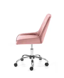 Kancelárske stoličky HALMAR Rico detská stolička na kolieskach ružová / chróm