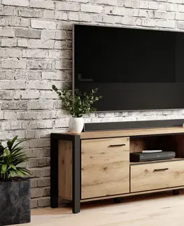 TV stolíky AKTUAL 41 dizajnový tv stolík dub Taurus/ čierna