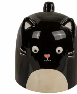 Hrnčeky a šálky Keramický hrnček Mačka, 540 ml, čierna