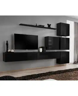 Podkrovný nábytok Obývacia stena Switch IX Čierna
