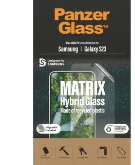 Ochranné fólie pre mobilné telefóny Ochranné sklo PanzerGlass Matrix UWF AB FP wA pre Samsung Galaxy S23, čierne 7318