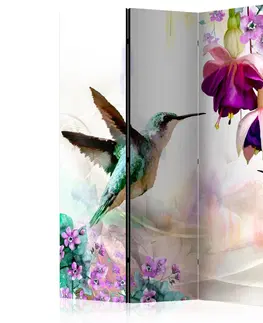 Paravány Paraván Hummingbirds and Flowers Dekorhome 135x172 cm (3-dielny)
