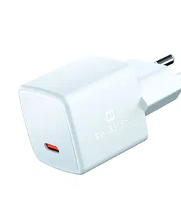 Nabíjačky pre mobilné telefóny Mini Adaptér Swissten GaN USB-C 25W POWER DELIVERY, biely 22044100