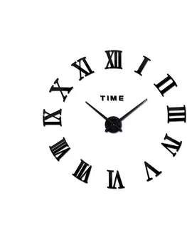NALEPOVACIE HODINY, RUČIČKY 3D Nalepovacie hodiny DIY Clock Roma C2, čierne 90-130cm