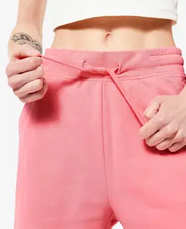 gymnasti Dámske bavlnené šortky s vreckom na fitness 520 ružové