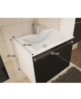 Kúpeľňový nábytok KONDELA Mason BL 13 kúpeľňová skrinka pod umývadlo biela / čierna